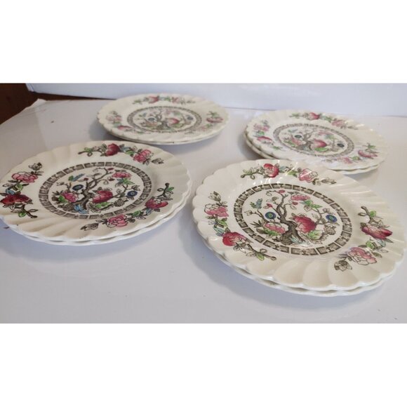 Vintage Myott Hand Engraved Nappies/Dessert Plates Indian Tree 1950's (set of 4) - Picture 3 of 14